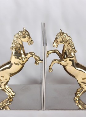 样板间酒店会所金属马书档t摆件别墅软装家居装饰客厅书柜书靠摆