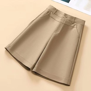 宽松直筒裤 黑色显瘦休闲短裤 高腰薄款 2024新款 子 五分女士夏天爆款