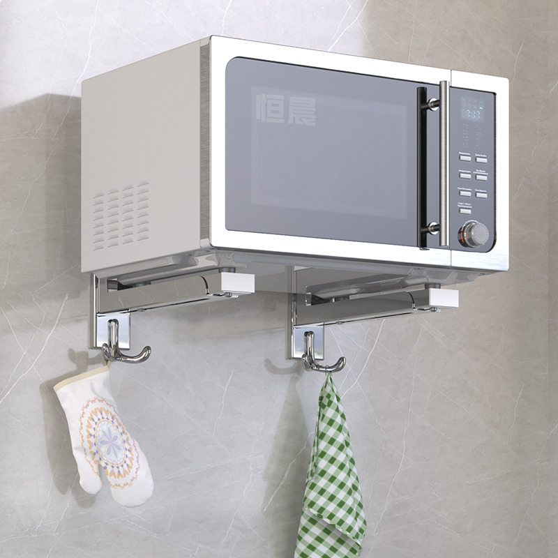 304不锈托房钢微波炉架壁挂式架子厨微波炉WRO烤挂箱置物架支架架