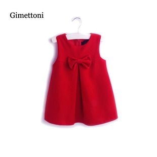 红 春秋款 5岁女宝宝背心连衣裙子儿童公主毛呢春装 女童装