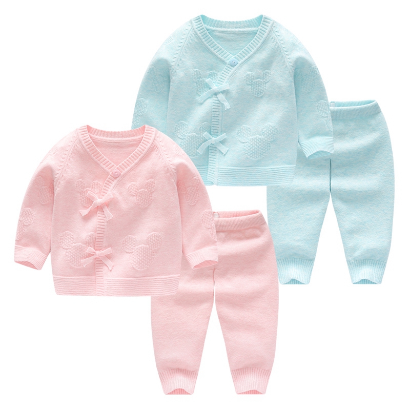 新生儿宝宝毛衣套装初生婴儿秋装手工编织春秋针织衫纯棉外出衣服