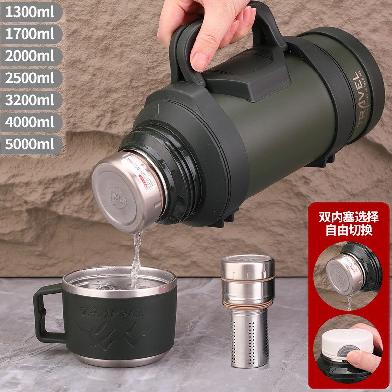 大号全钢316不锈钢保温壶大容量水壶户外车载旅行家用便携热水瓶5