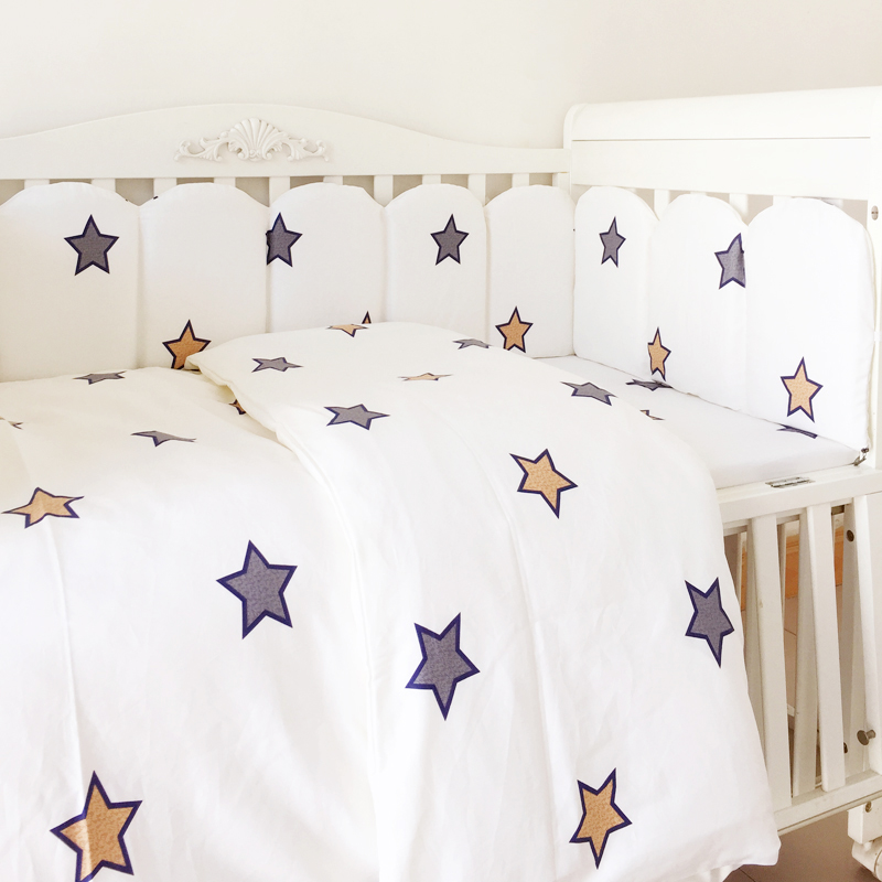 婴儿床床围套件纯棉宝宝床上用品四件套儿童圆床防撞床帏可拆洗