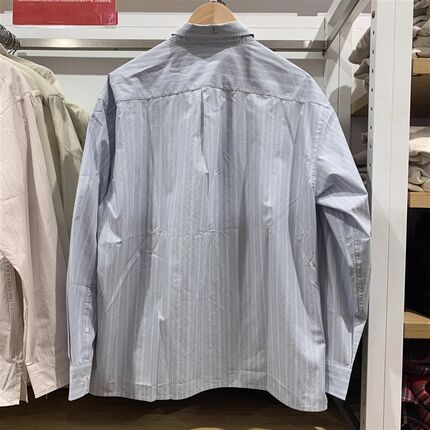 477642 476025 春季新款男装女装宽松条纹衬衫百搭长袖衬衣外套