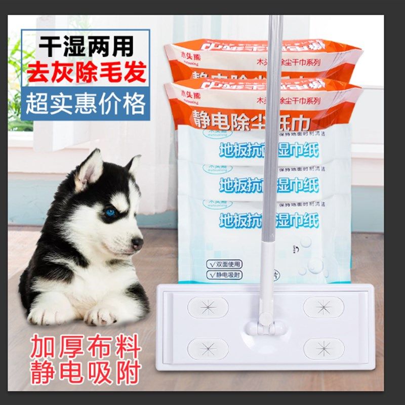 免手洗平板拖把家用静电除尘平板拖夹布拖把除尘粘毛发拖地,家庭/个人清洁工具,静电除尘拖把,淘宝优惠券,粉丝福利购,淘宝优惠卷
