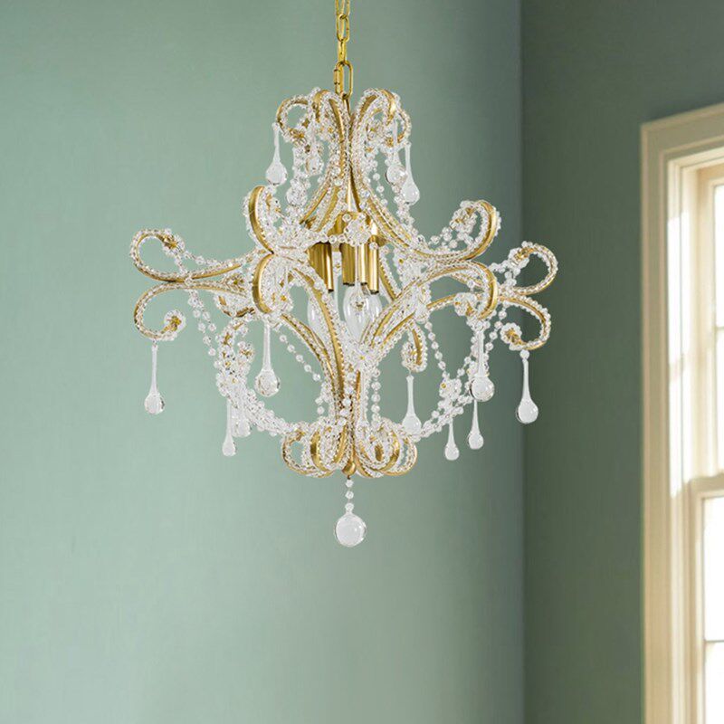 贝恋 全铜花结绕珠吊灯法式水晶灯卧室衣帽间公主女儿房浪漫风灯,家装灯饰光源,卧室/书房吊灯,淘宝优惠券,粉丝福利购,淘宝优惠卷