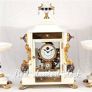 钟表 天然大理石压力钟 果盘 机械座钟 古典老式仿古 壁炉钟 欧式