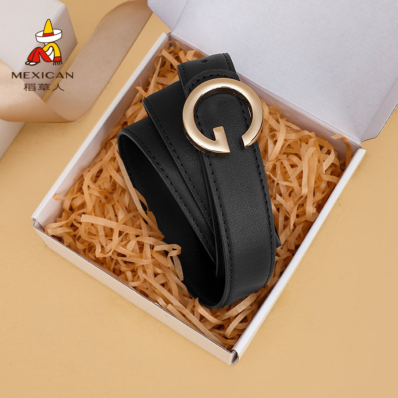 稻草人新款女士腰带真皮简约百搭配饰质感针扣皮带时尚装饰