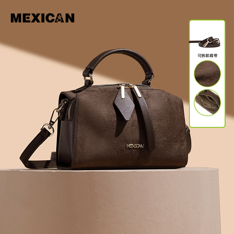 稻草人包包女秋冬新款斜挎包头层牛皮菱格枕头包美拉德手提包女包