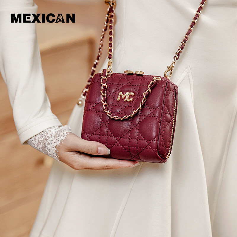 稻草人包包女新款斜挎包小香风菱格链条小方包气质百搭便携包女包