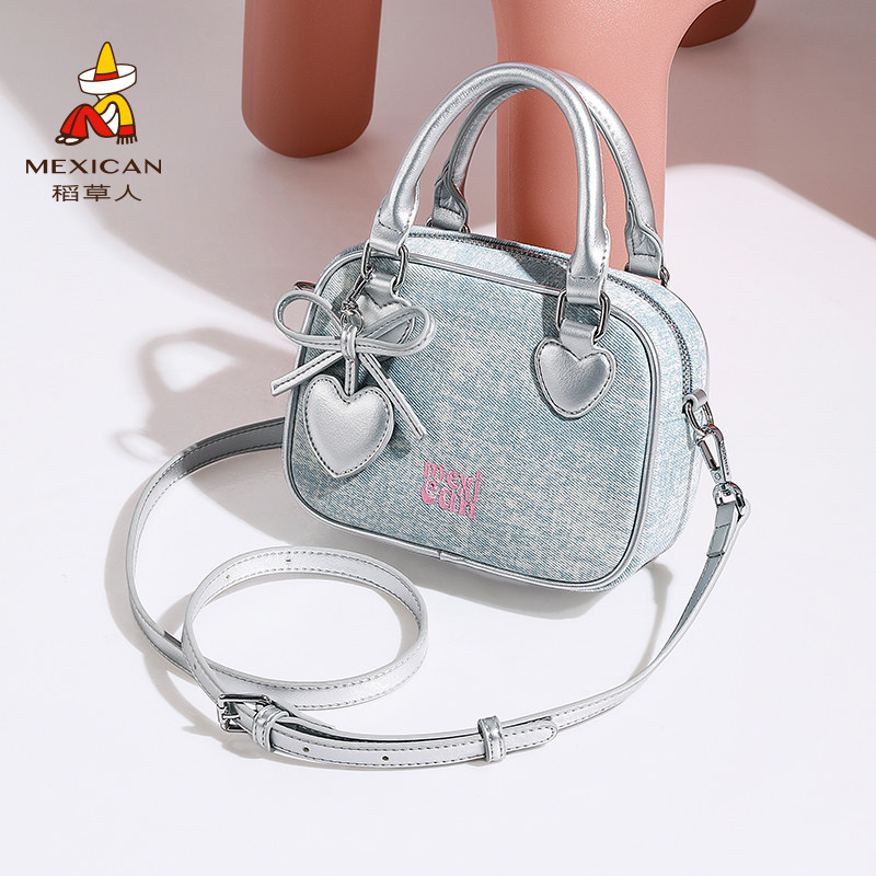 稻草人包包女2025新款保龄球波士顿包小清新手提包时尚单肩斜挎包,箱包皮具/热销女包/男包,小方包,淘宝优惠券,粉丝福利购,淘宝优惠卷