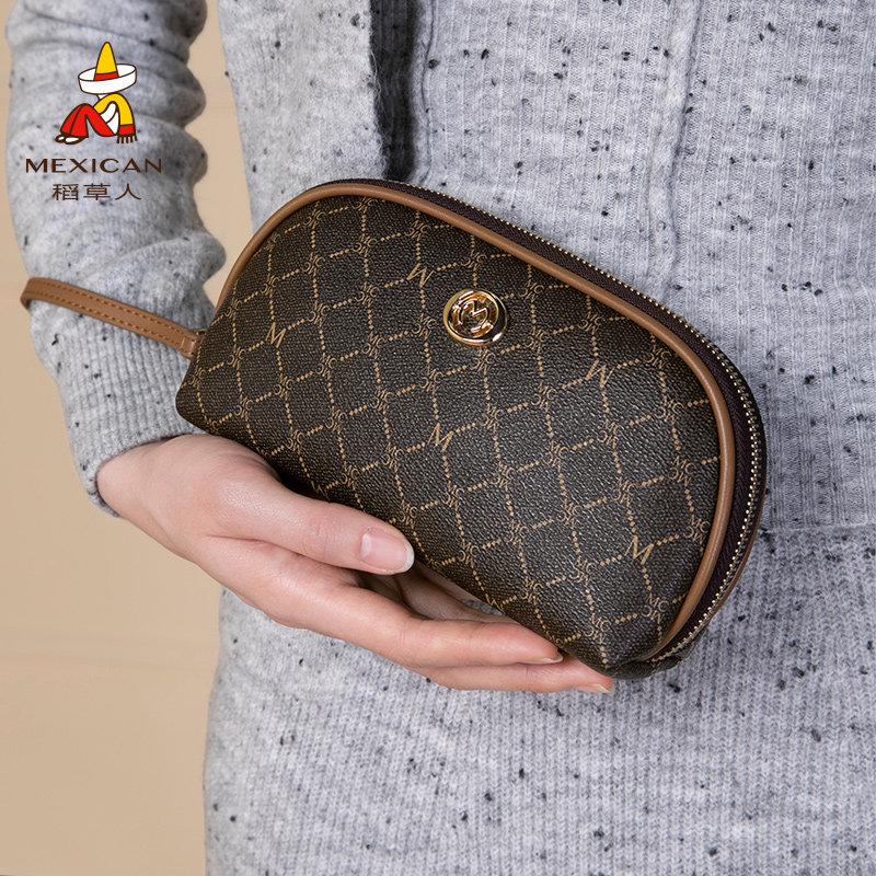 稻草人手拿包女士气质大容量手机包2026新款时尚小包老花零钱包包