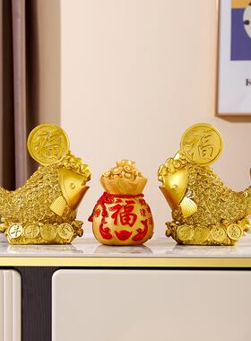 年年有余摆件红色鲤鱼福字寓意好的摆设客厅电视柜酒柜家居装饰品
