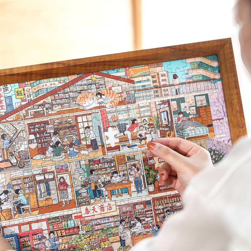 实木拼图相框定制装裱框500片一千片画框1000片70x50cm75挂墙