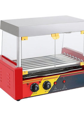 NGNLW烤肠机商用小型摆摊烤香肠机热狗机全自动控温热狗机7管带门