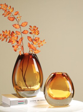 特厚琉璃玻璃花瓶水培花器摆件客厅电视柜玄关餐桌样板房极简摆设