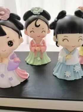 创意礼物中国风复古宫廷风汉服唐装公仔女孩装饰工艺品桌面摆件