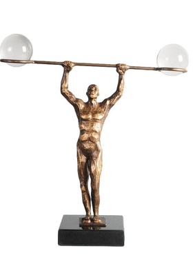 创意水晶球工艺品复古怀旧摆设样板房装饰品举重人物客厅欧式摆件