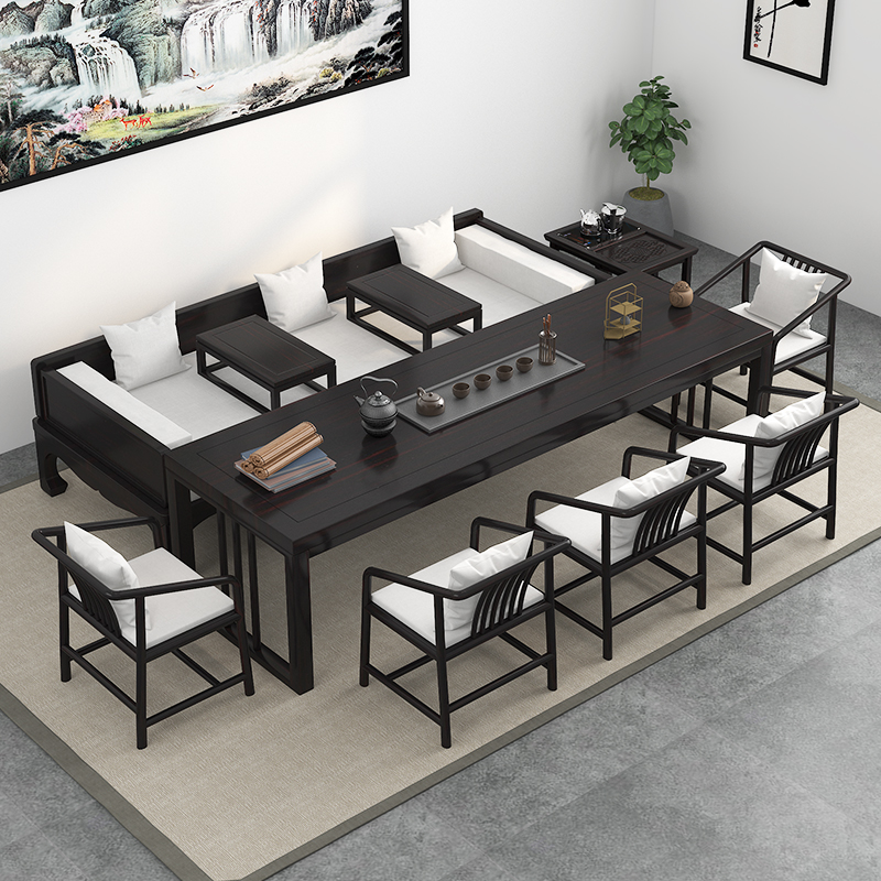 新中式沙发床黑胡桃木罗汉椅罗汉榻床塌松木白蜡木罗汉床茶桌组合