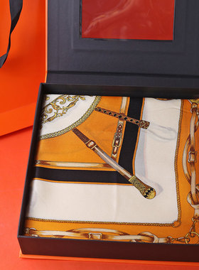 礼品盒围巾丝巾包装盒正方形高档翻盖礼盒空盒橙色生日礼物盒子女