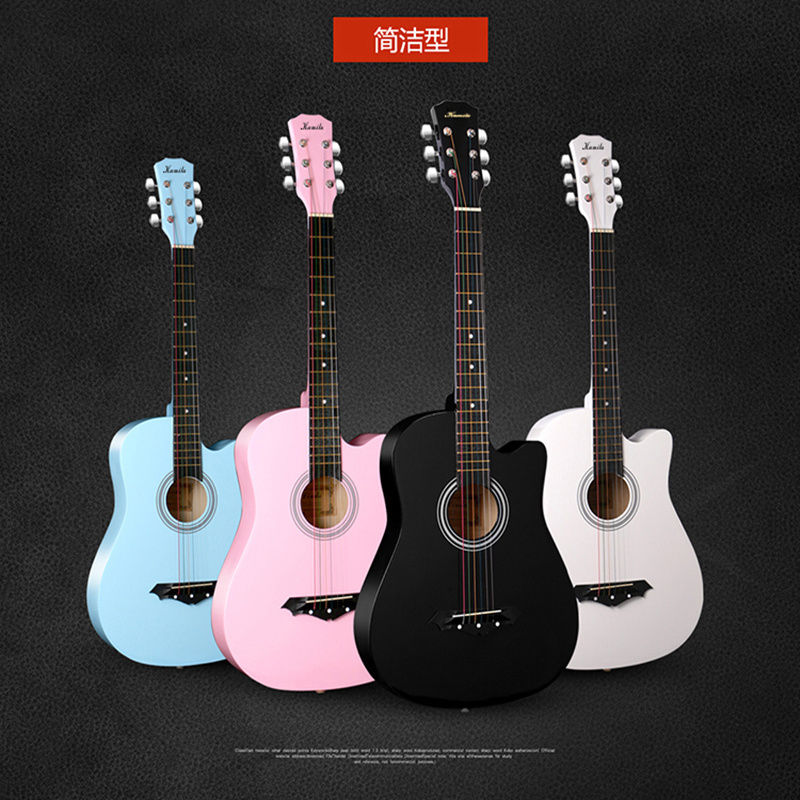 吉他初学者男生专用木吉他新手女生学生乐器白色单板小学生 36寸
