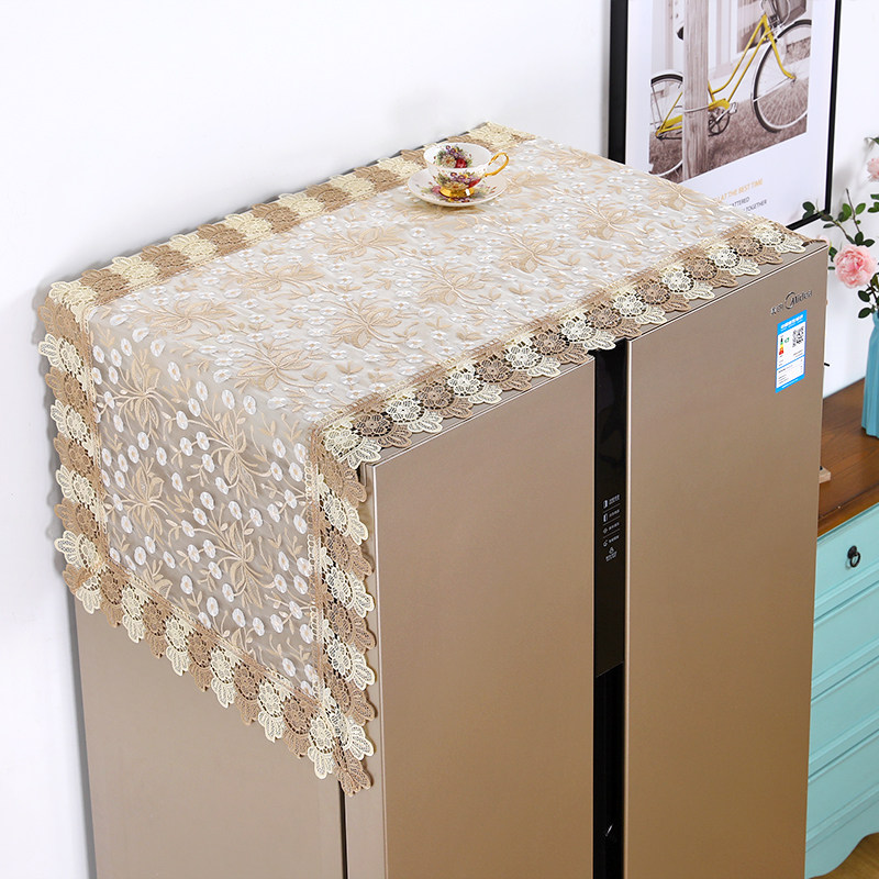 冰箱盖布欧式对开门单双开门冰箱巾洗衣机罩蕾丝小盖巾防尘布家用