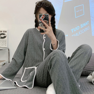 孕妇睡衣秋冬款孕期m专用套装居家宽松月子服春秋纯棉产后哺乳喂