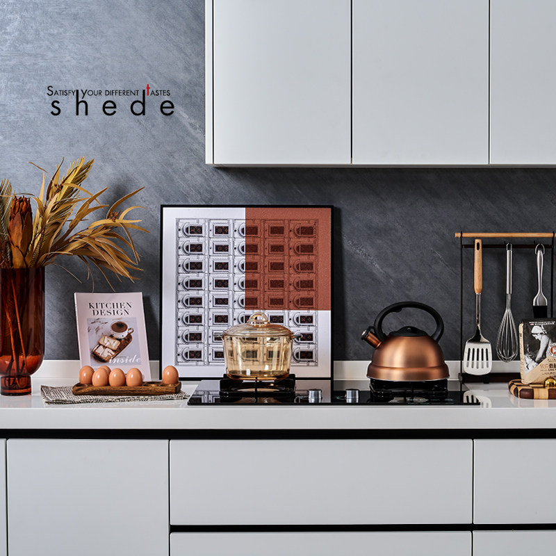 样板房厨房摆件厨具水壶煲花艺挂画咖啡陈列道具展厅整体橱柜软装
