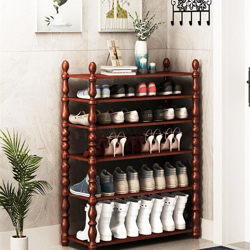 美式实木鞋架简易家用多层鞋柜收纳欧式储物鞋架子家用室内好看