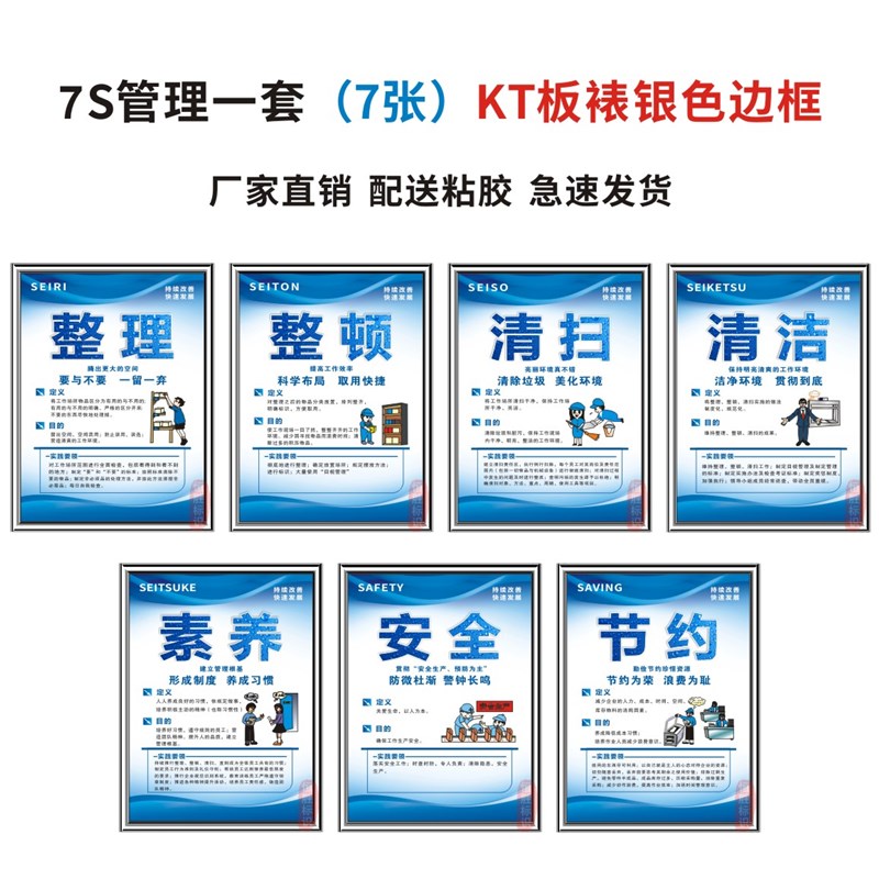 7S管理标语9S/5S/6S/8S/10S/15S标识牌车间安全生产管理挂图墙贴