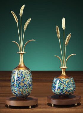 岁岁平安铜麦穗摆件入户玄关竖高新中式桌面装饰乔迁高档开业礼物