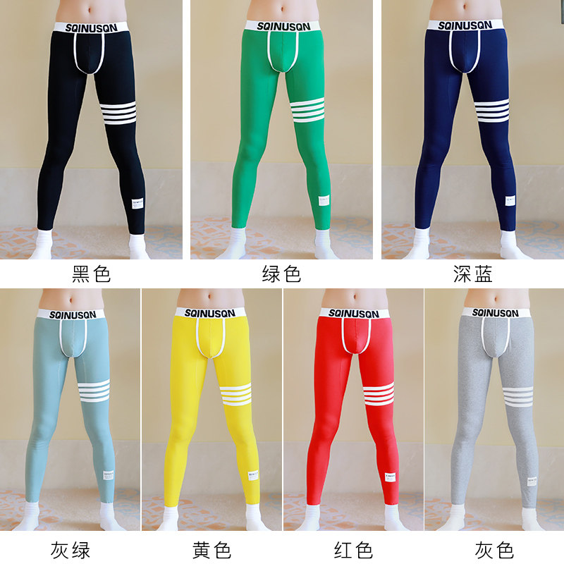 秋裤男士纯棉薄款打底裤秋冬季衬裤男生保暖裤紧身棉毛裤防寒线裤