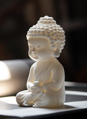 久造 禅意大日如来佛系小摆件 家居陶瓷佛像保平安车载茶宠装饰品