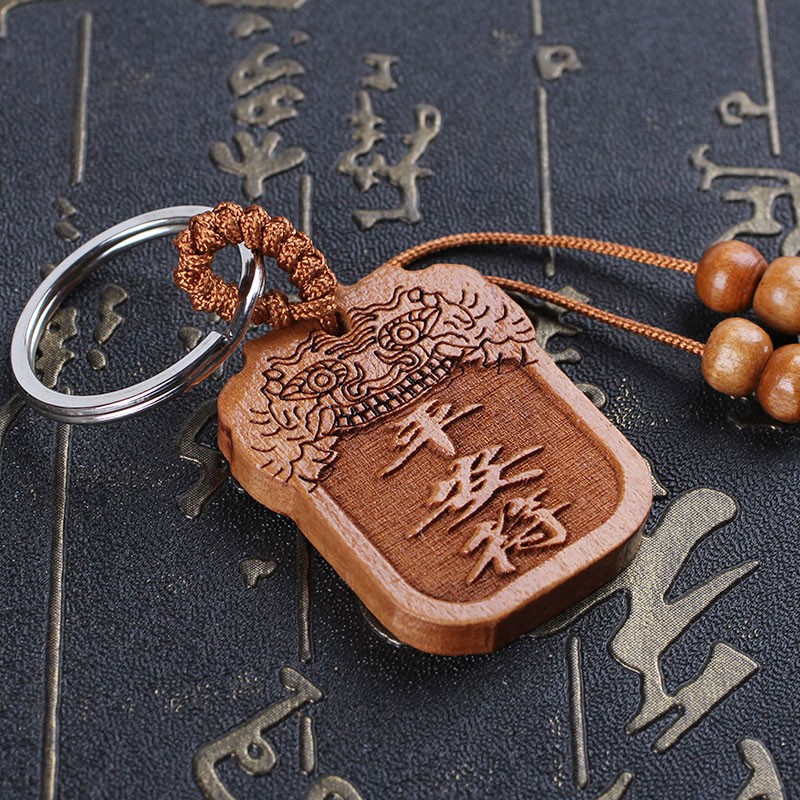 桃木十二生肖钥匙扣鼠牛虎兔龙蛇马羊猴鸡狗猪钥匙扣挂件