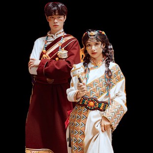 藏族服装女男舞蹈演出服冬装2024新款藏式男士民族服全套长袖藏袍