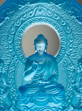 琉璃东方三圣佛像车摆摆件家用供奉客厅日光月光菩萨药师家用摆件