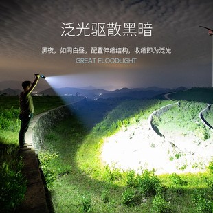 微笑鲨强光手电筒充电长续航耐用家用户外聚光便携超亮led照明灯