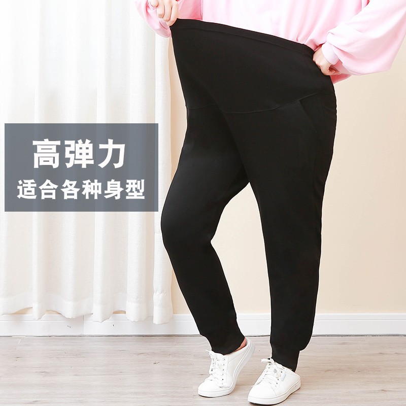 大码孕妇打底裤子200斤秋冬薄绒加厚潮妈特大宽松显瘦哈伦棉裤子图片