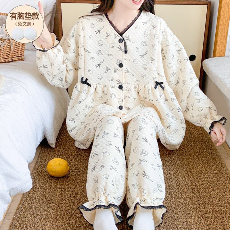 哺乳睡衣女秋冬带胸垫孕妇产后月子服空气棉纯棉保暖夹层长袖喂奶,孕妇装/孕产妇用品/营养,家居服套装,淘宝优惠券,粉丝福利购,淘宝优惠卷