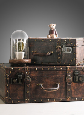 北欧式复古装饰箱子摆件手提箱皮箱装饰品服装店橱窗陈列道具假书