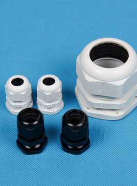 尼龙电缆接头 防水接头 电缆螺旋固定头 黑白色 PG7