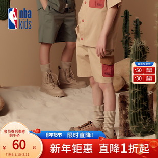 nbakids童装夏季男童儿童撞色短裤宽松工装裤舒适拼接K242PT330P