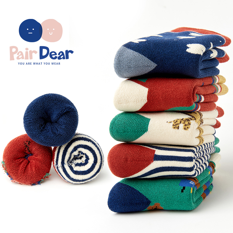 秋冬毛圈袜儿童袜子男女宝宝无骨款纯棉冬季潮加厚加绒加长筒