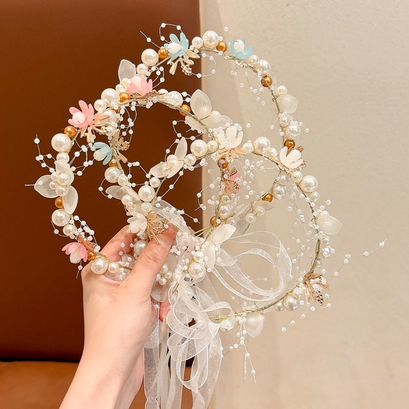 儿童花环头绳公主森系发箍花童礼服婚礼头花女孩头箍发饰2025新款