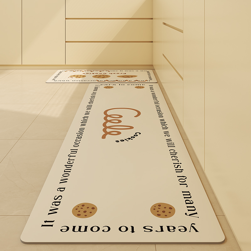 奶油风厨房专用地垫防脏防油防污垫子l型防滑垫防水可擦免洗脚垫