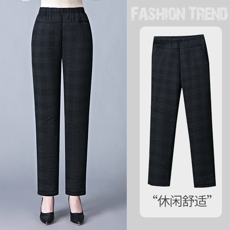 妈妈加绒加厚羊羔绒长裤子保暖裤中年女裤大码高腰中老年奶奶棉裤