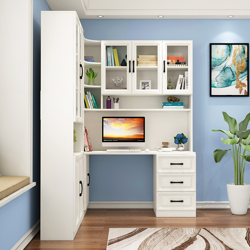 儿童转角电脑桌组合书柜台式办公桌家用学习桌拐角书桌书架写字台