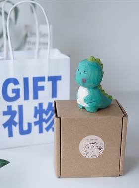 Joe小恐龙小怪兽木雕可爱手作装饰 纯手工 生日礼物实木桌面摆件