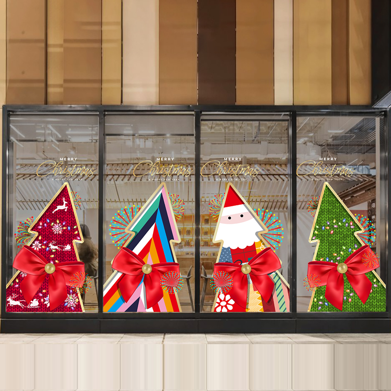 耶诞节装饰贴纸氛围场景布置雪人橱窗贴花环静电贴门贴耶诞布置