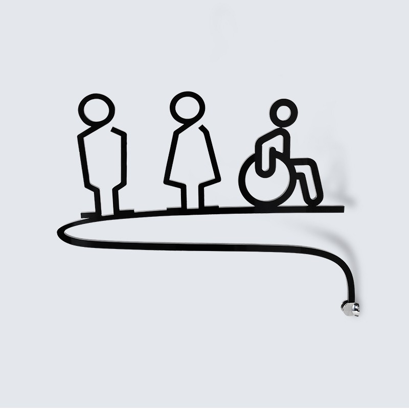 洗手间标识牌侧装亚克力指示牌侧挂男女厕所标牌WC洗手间立式门牌